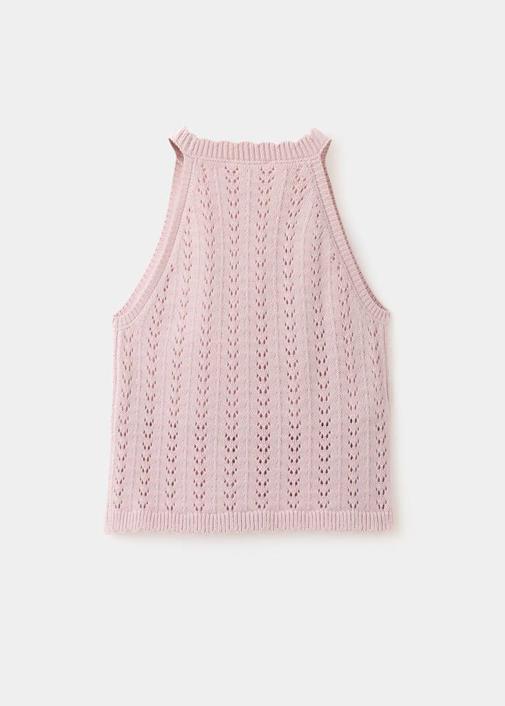 Neckholder-Crochet-Top — Zartrosa