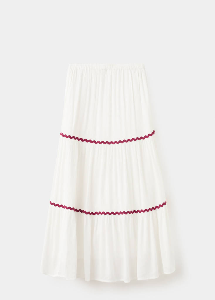 Panel skirt with scalloped details — Off White