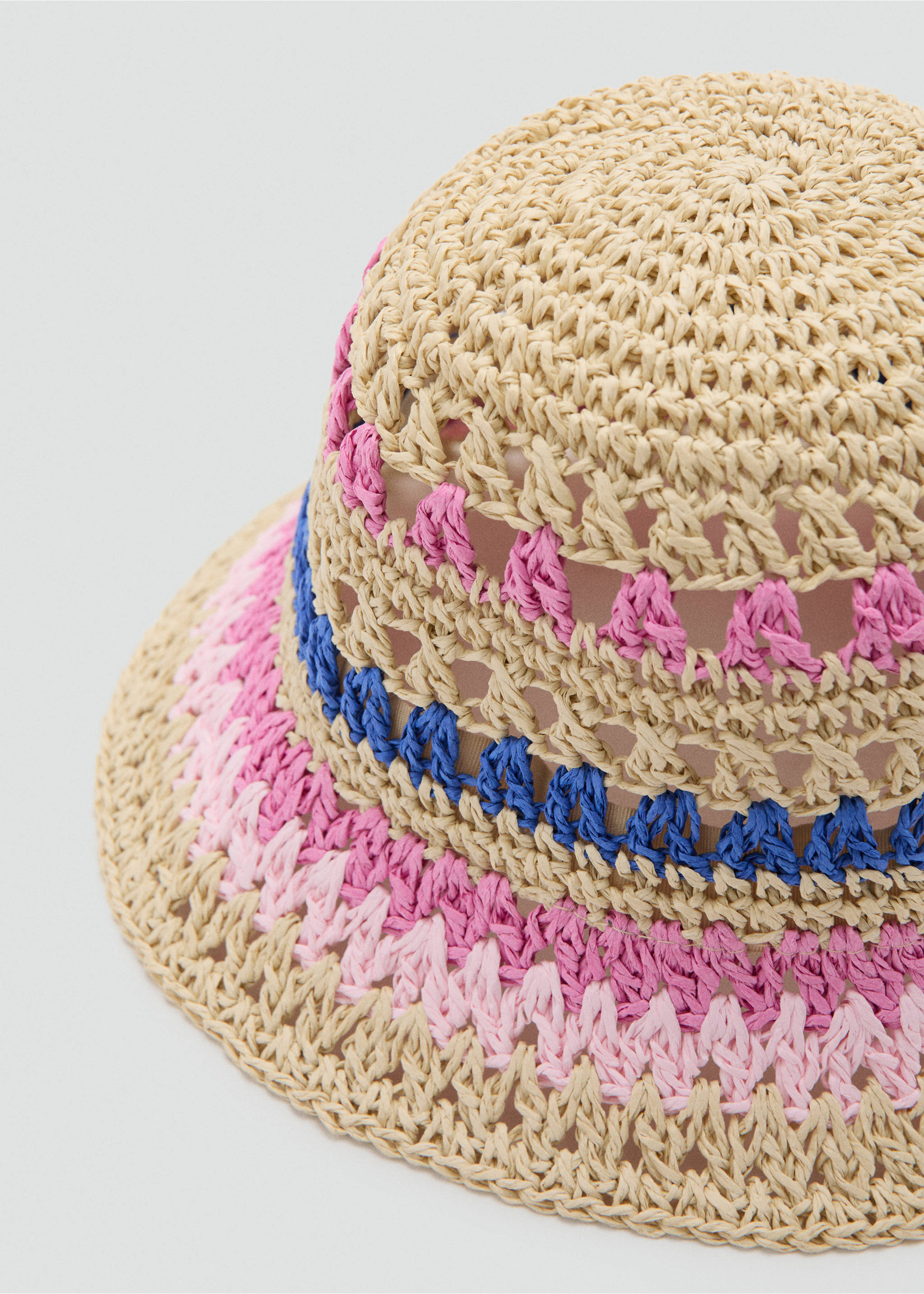 Multicoloured raffia bucket hat - Средний план, Песочный. Ref: 27076743-00.