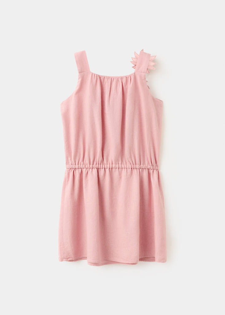 Floral linen-blend dress — Pink