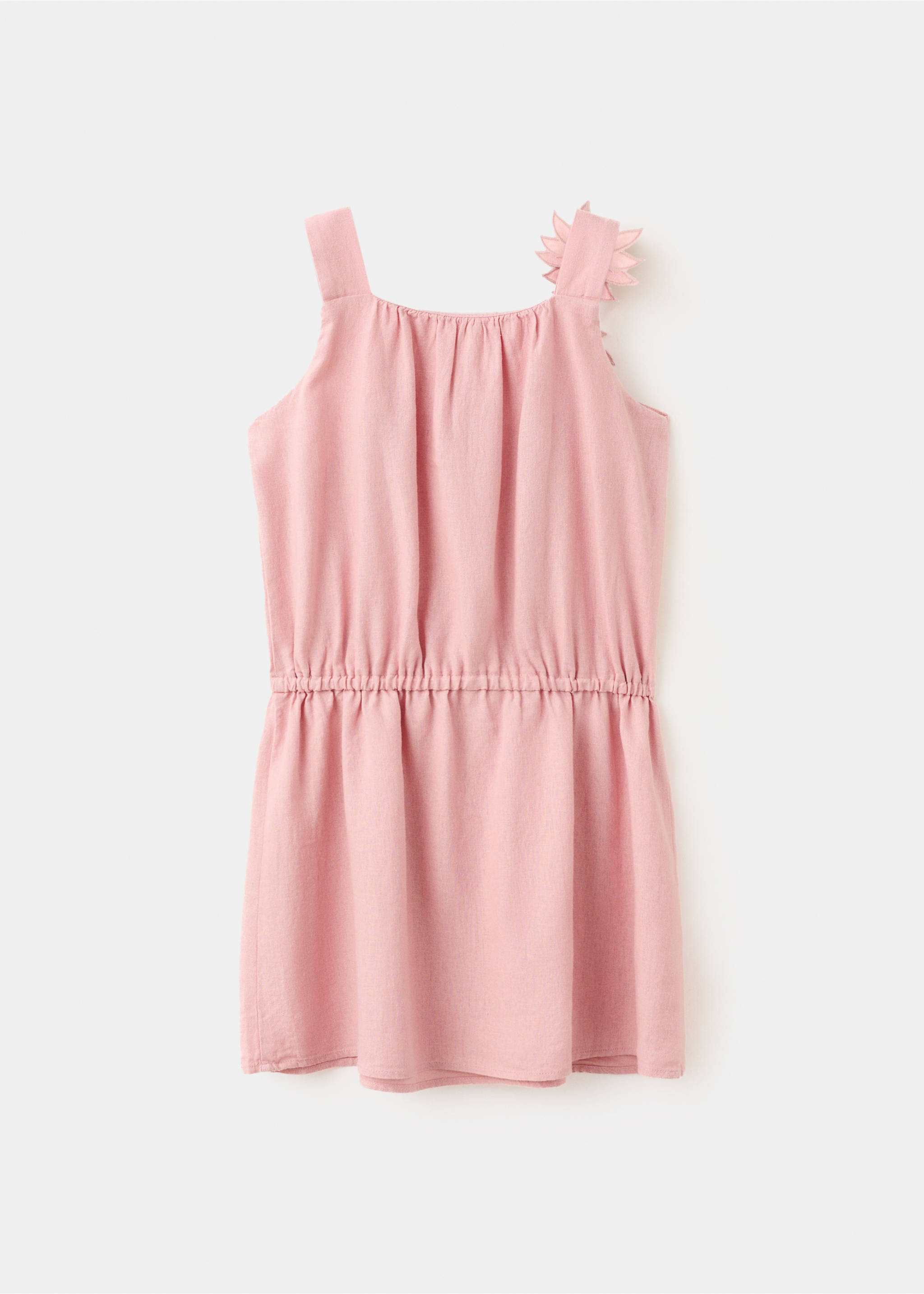 Floral linen-blend dress - Reverse of the article, Pink. Ref: 27076746-00.