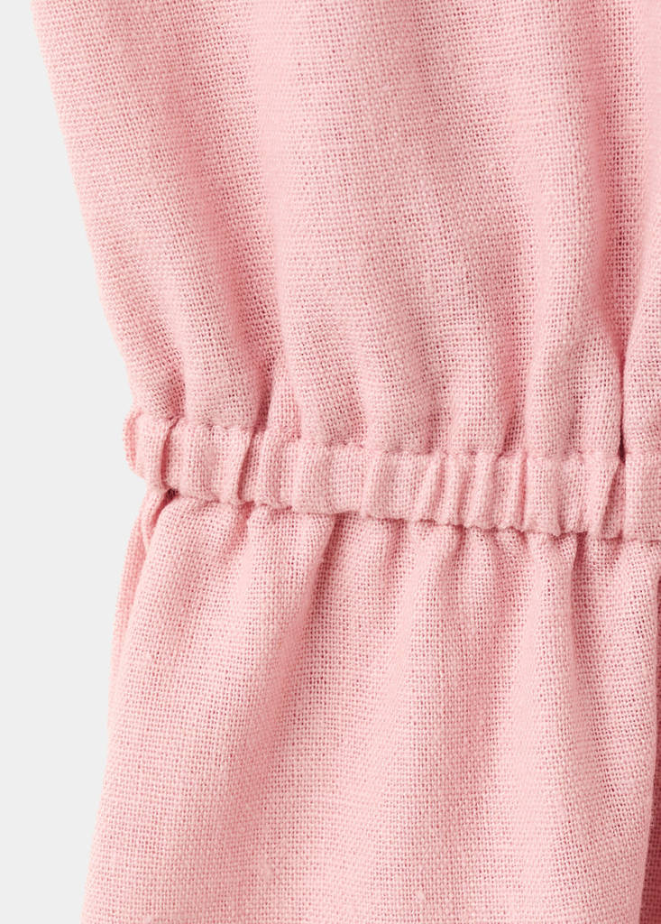 Floral linen-blend dress — Pink