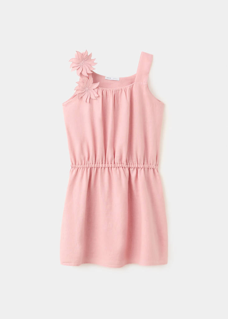 Floral linen-blend dress — Pink