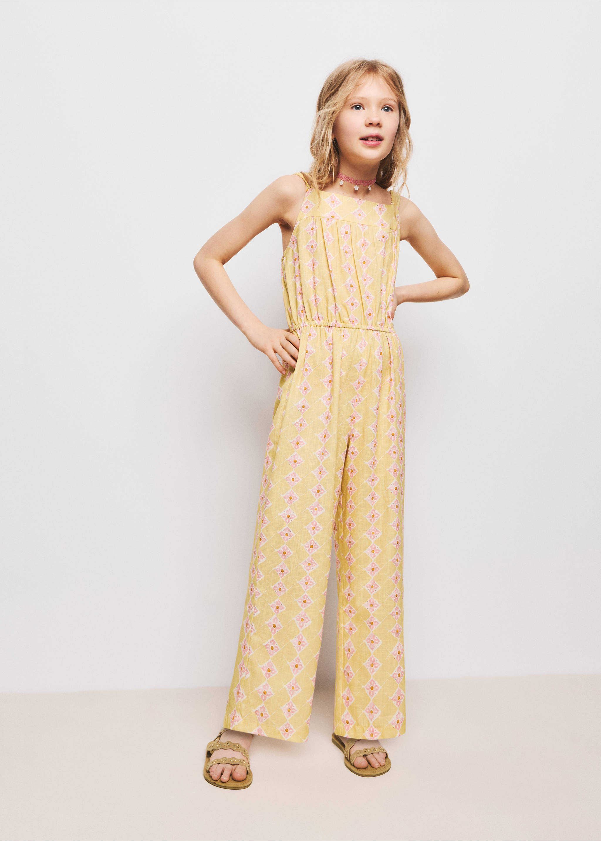 Long printed jumpsuit - General plane, Yellow. Ref: 27076751-00.