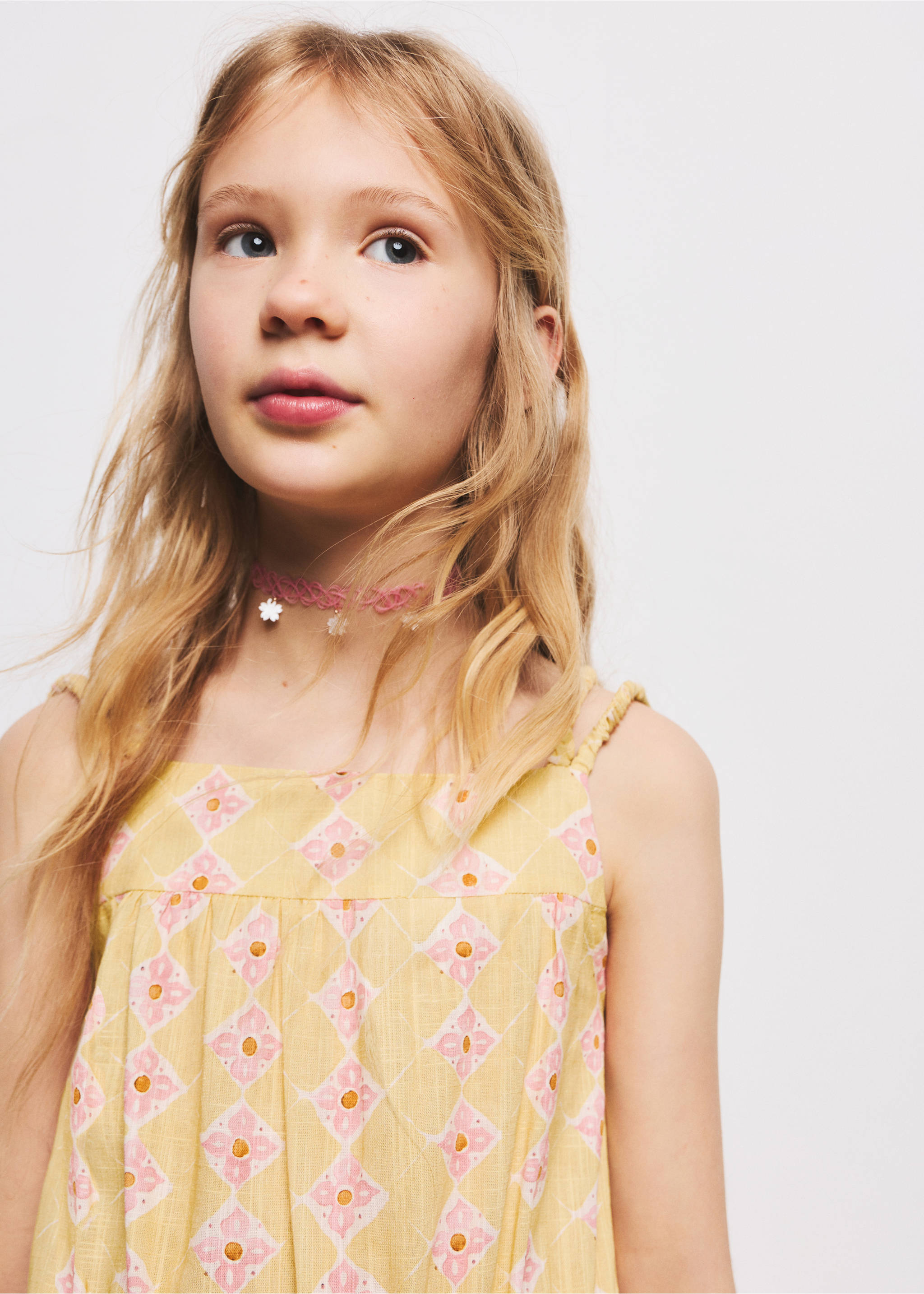 Long printed jumpsuit - Details of the article 1, Yellow. Ref: 27076751-00.