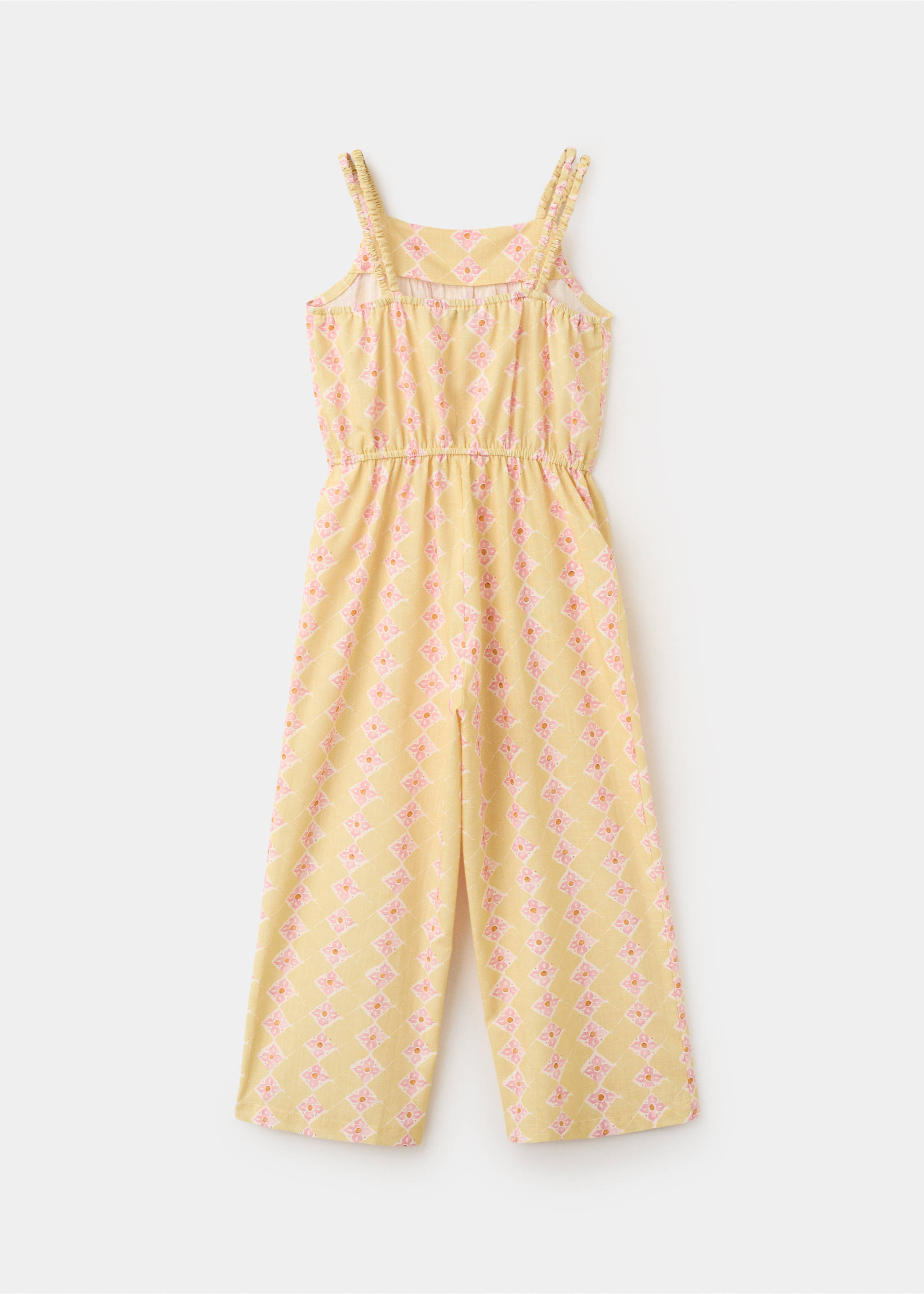 Long printed jumpsuit - Reverse of the article, Yellow. Ref: 27076751-00.