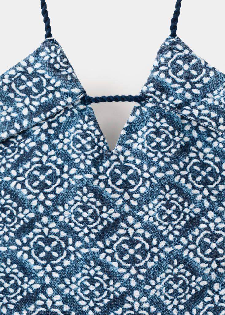 Halter-neck linen dress — Navy