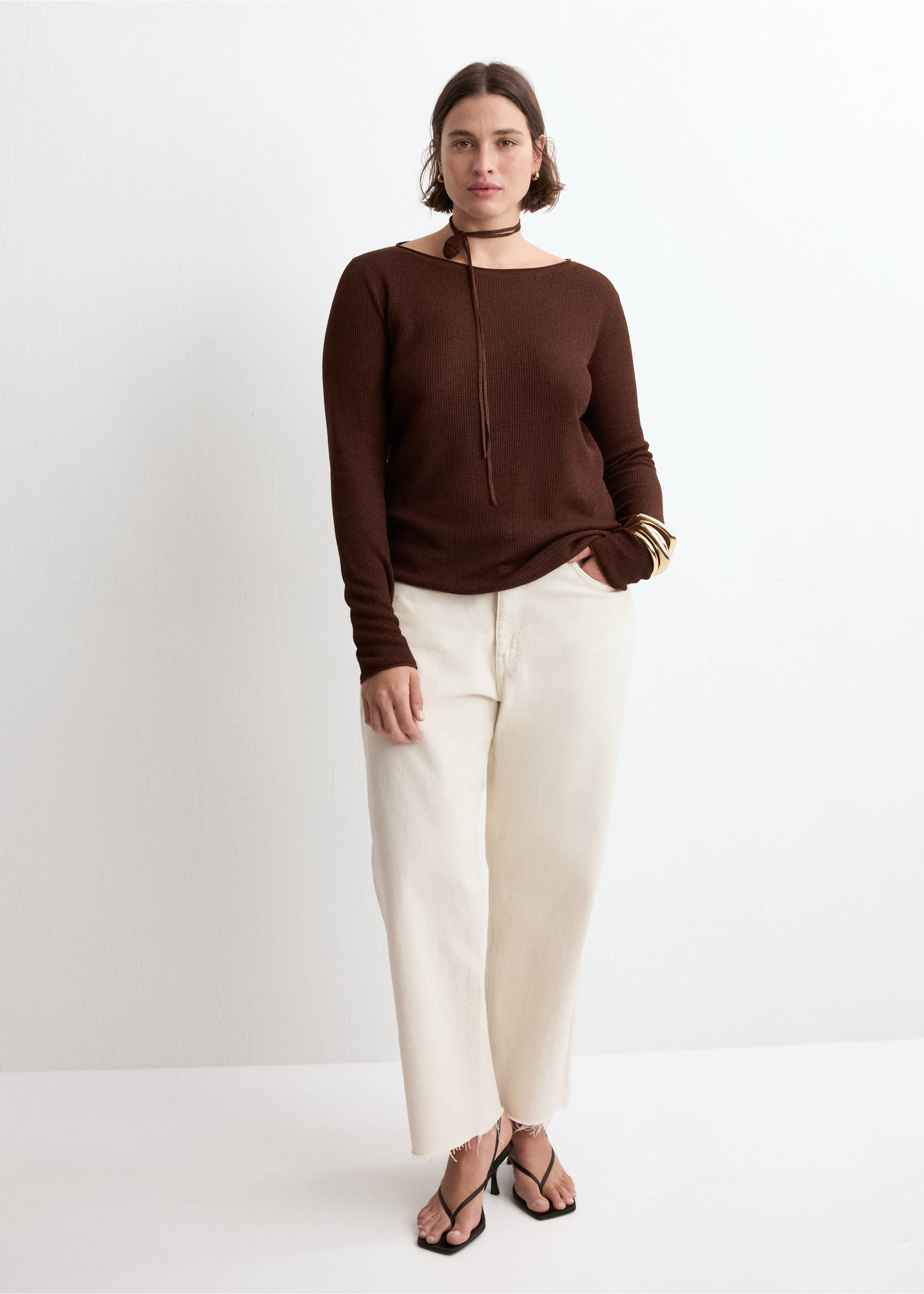 Pull-over en maille fine - Détail de l'article 3, Chocolat. Ref: 27077137-00.