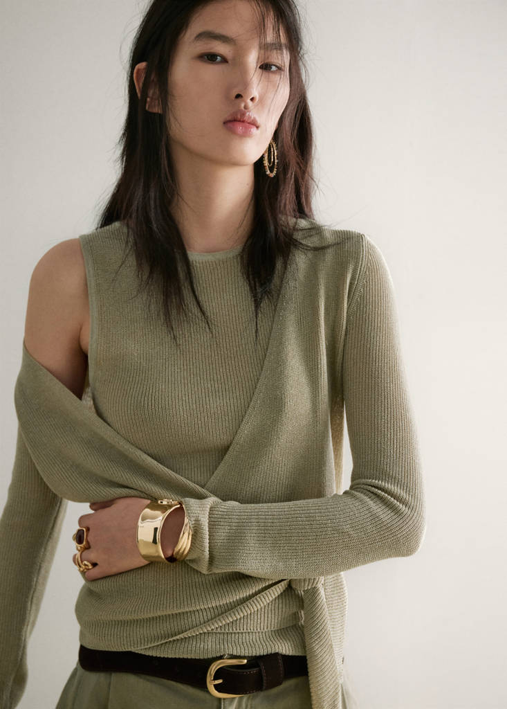 Knitted cardigan with bow — Aqua Green