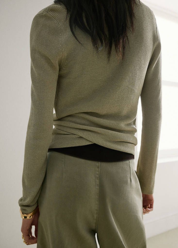 Knitted cardigan with bow — Aqua Green