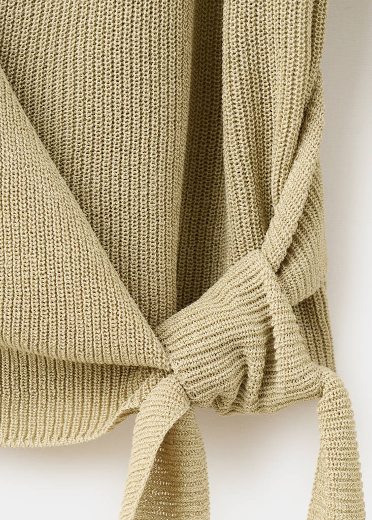 Knitted cardigan with bow — Aqua Green
