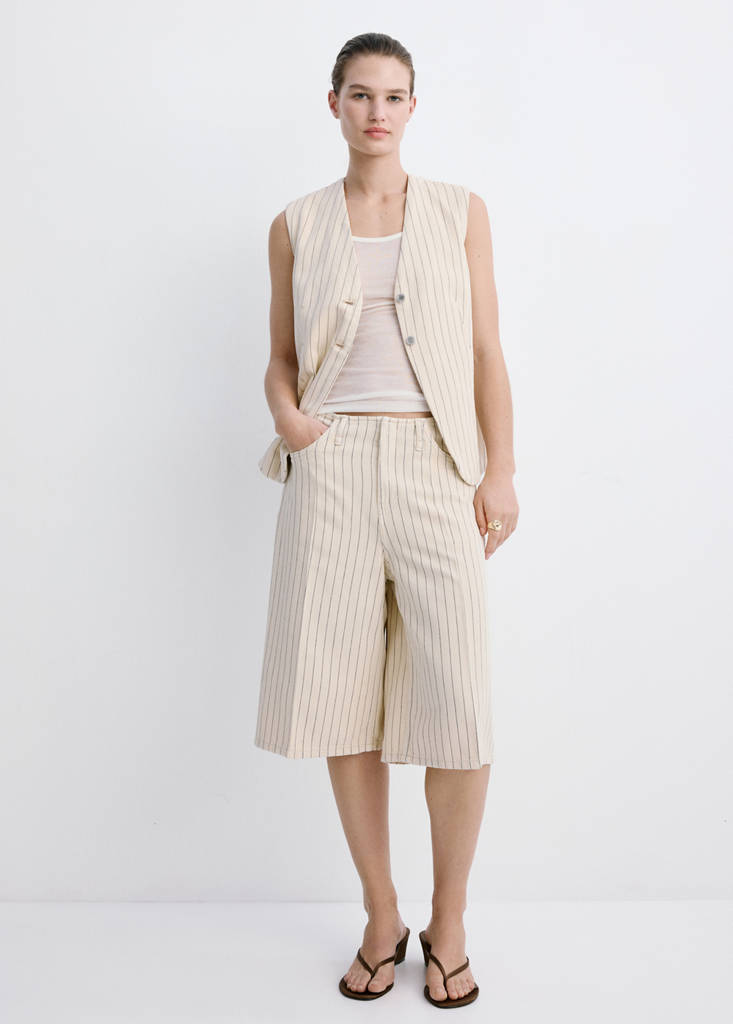 Pinstriped suit waistcoat — Vanilla