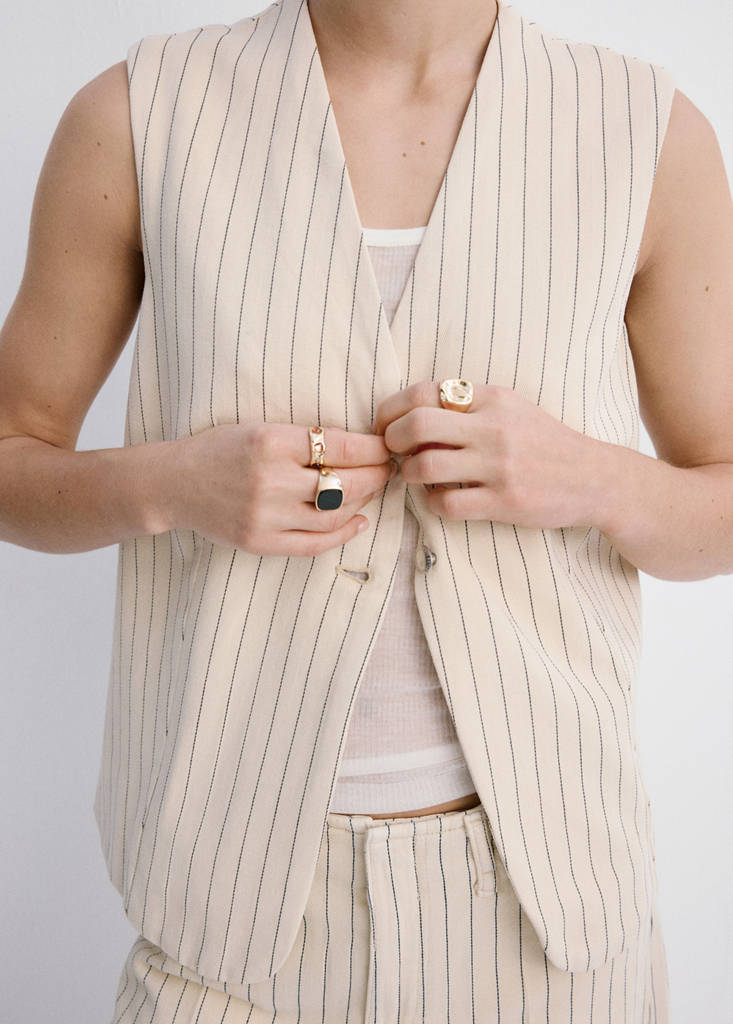 Pinstriped suit waistcoat — Vanilla