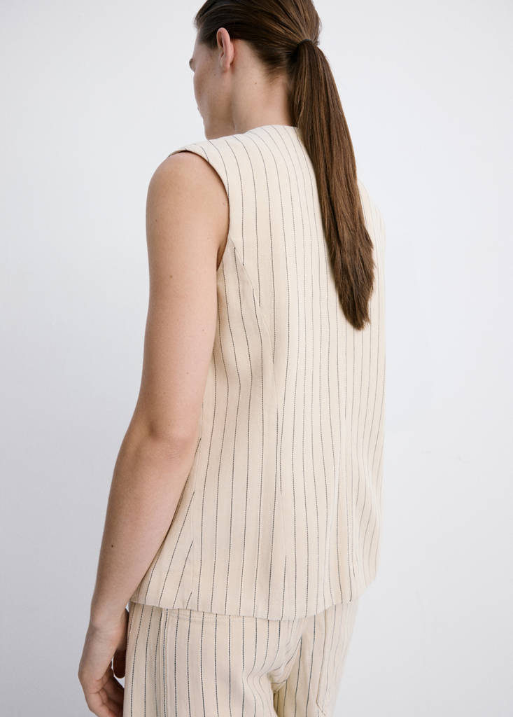 Pinstriped suit waistcoat — Vanilla