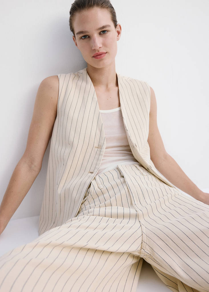 Pinstriped suit waistcoat — Vanilla