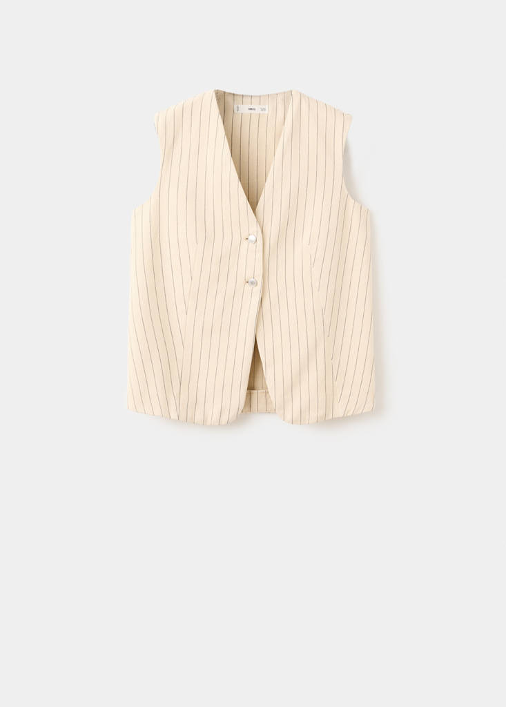 Pinstriped suit waistcoat — Vanilla
