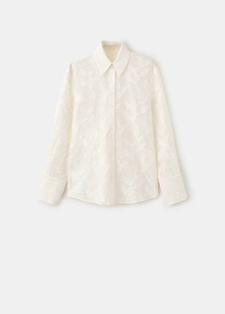 Floral embroidery blouse — Off White