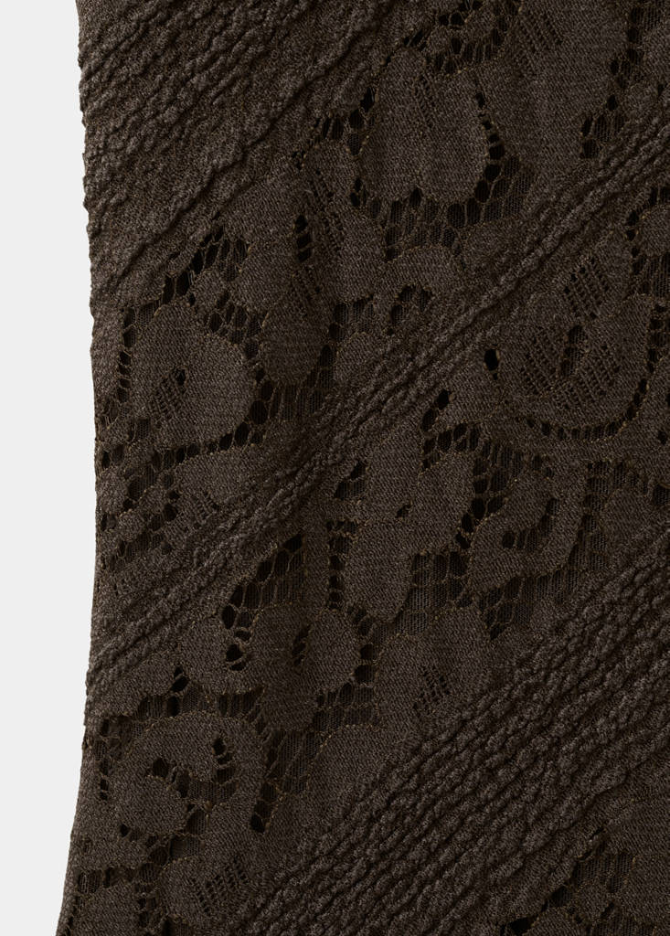 Semi-transparent lace long dress — Brown