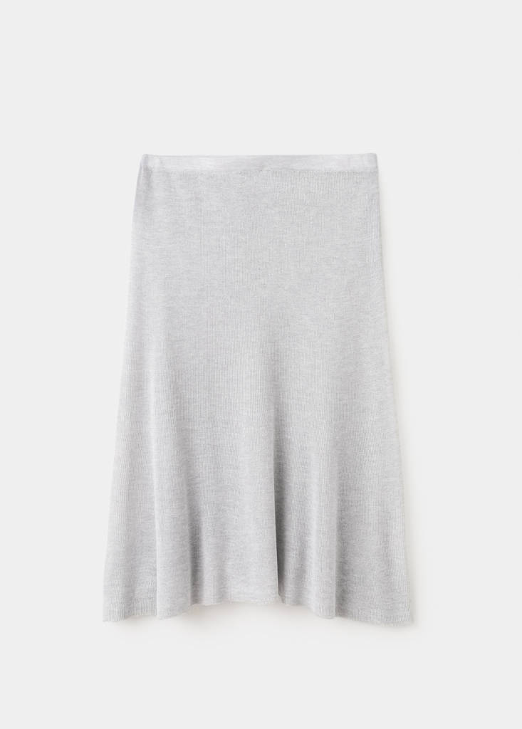 Fine knit midi skirt — Light Heather Grey