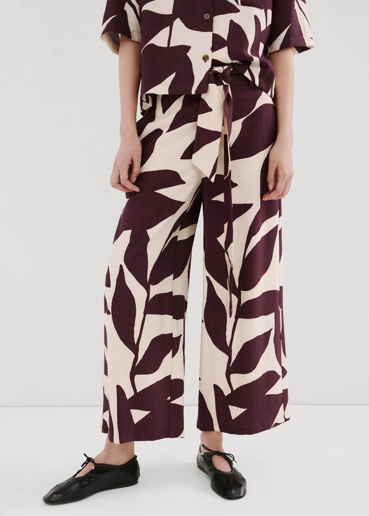 Printed straight trousers — Ecru