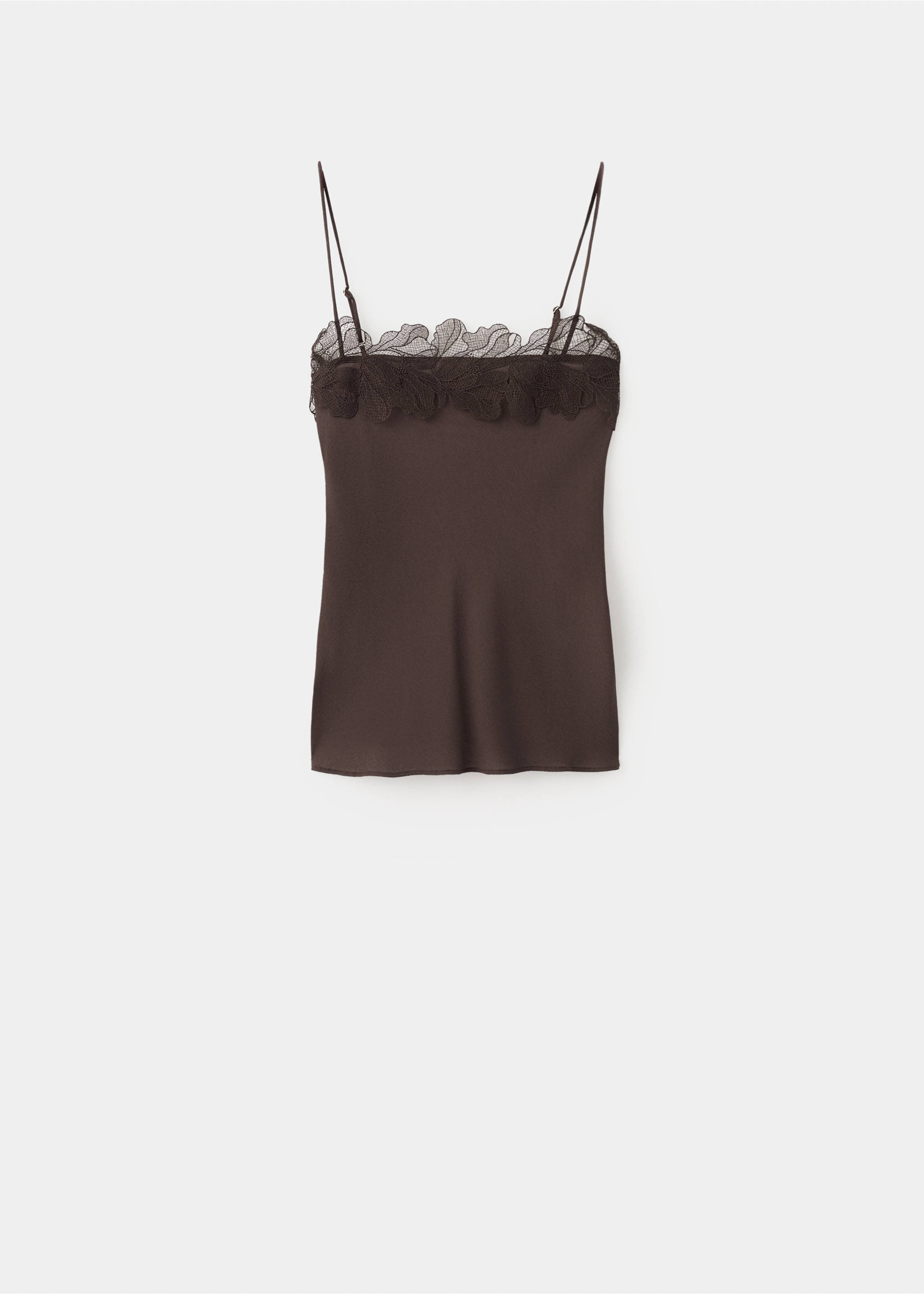 Top liseré dentelle - Article sans modèle, Chocolat. Ref: 27077145-00.