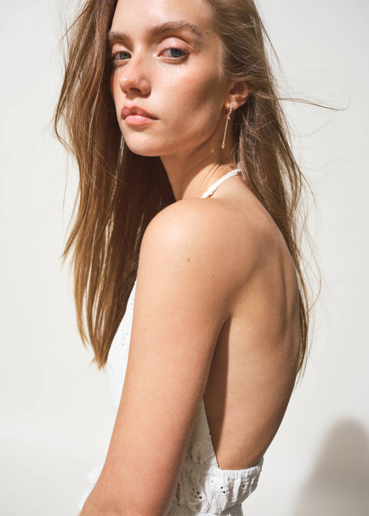 Halter top with embroidered details — Off White