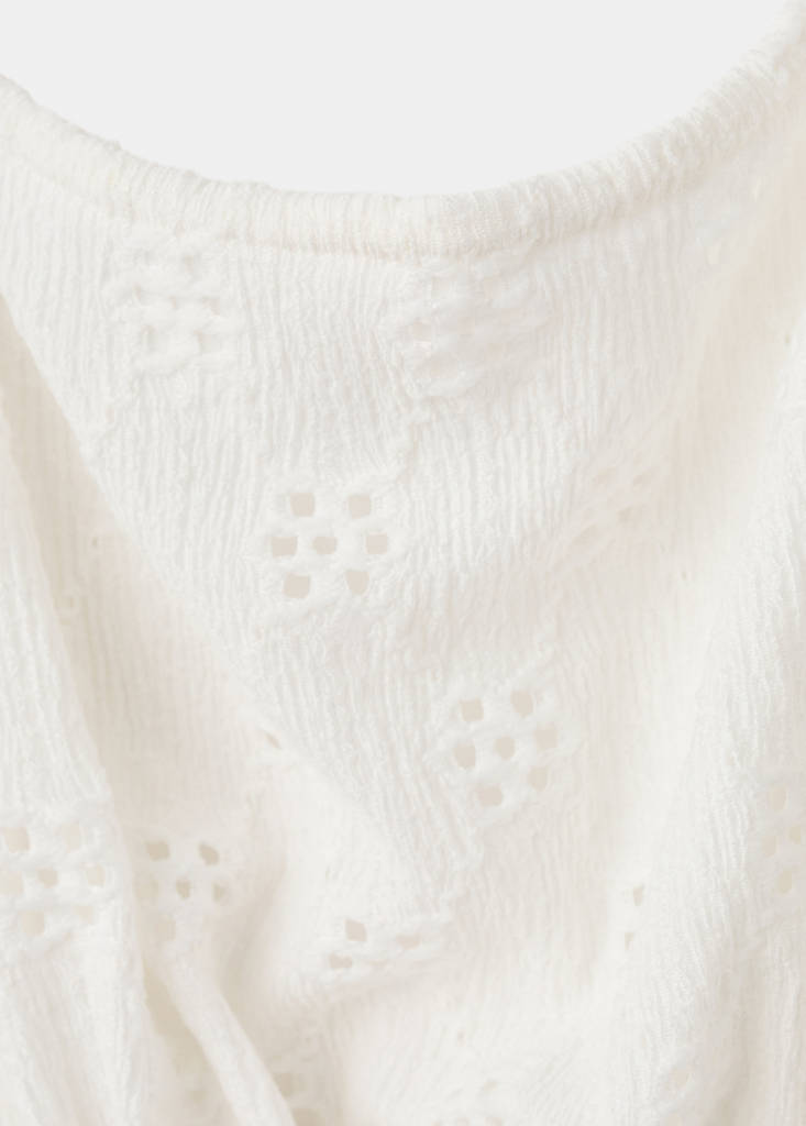 Halter top with embroidered details — Off White