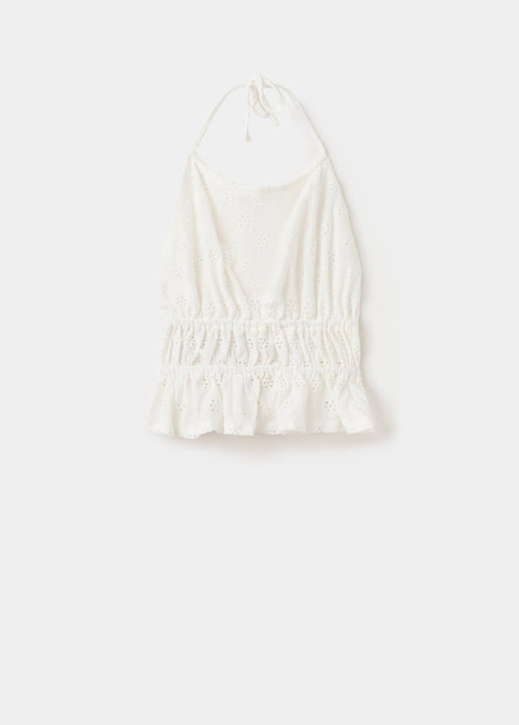 Halter top with embroidered details — Off White