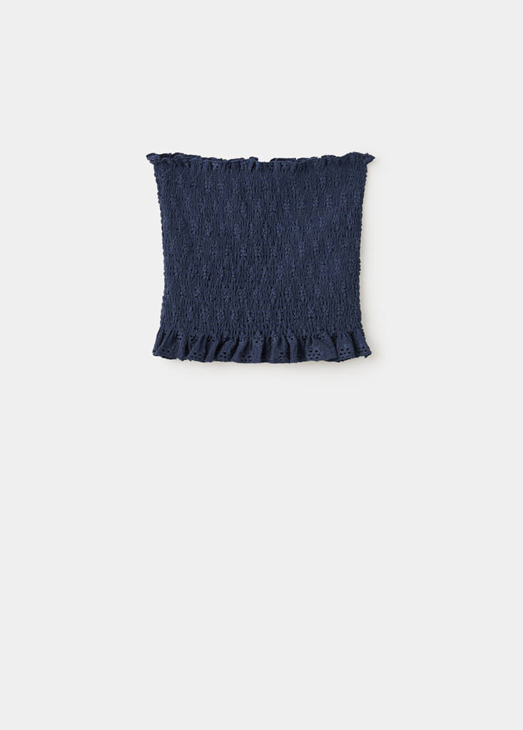 Ruched strapless top — Navy