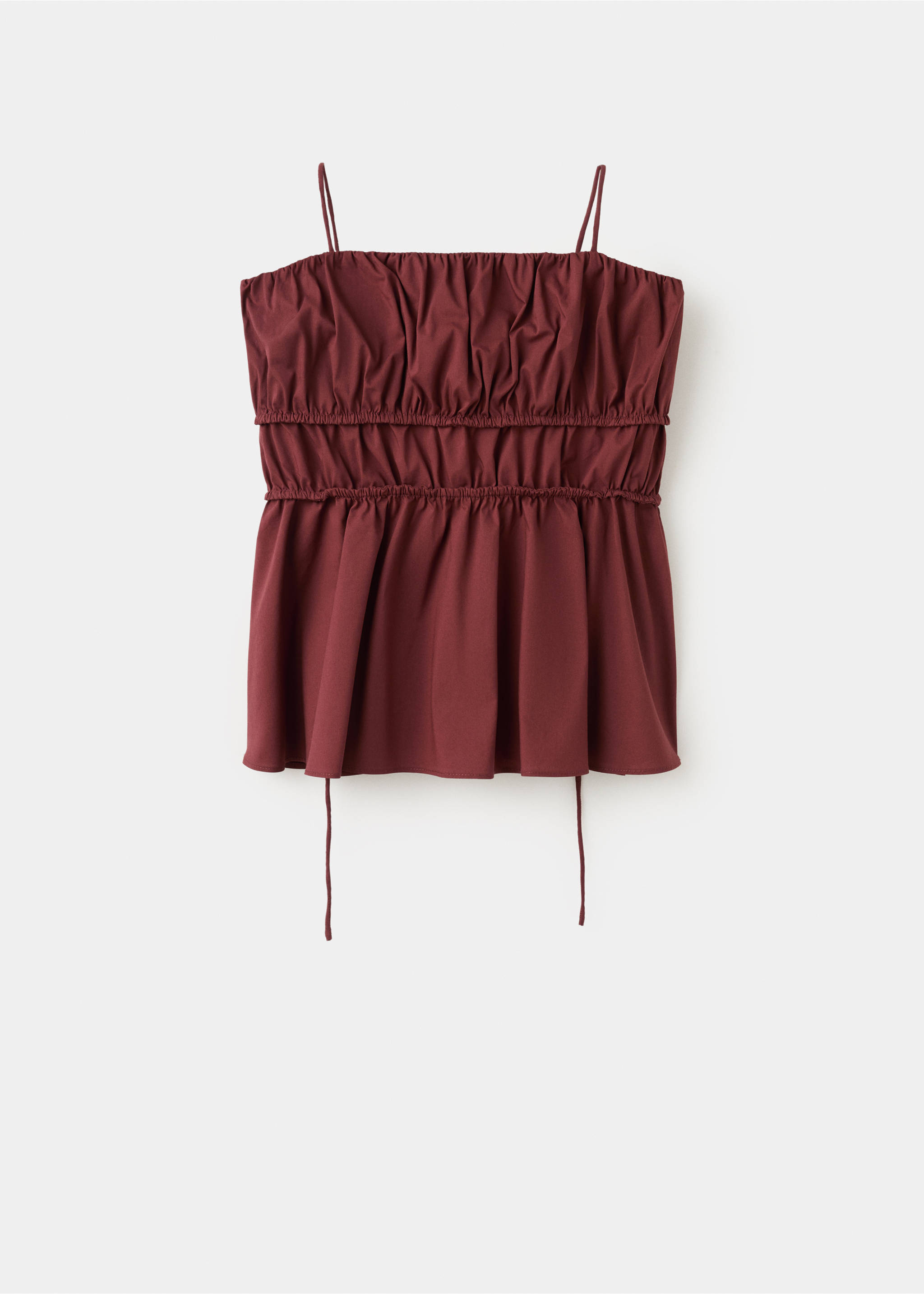 Ruched cotton top - Article without model, Burnt Orange. Ref: 27077148-00.