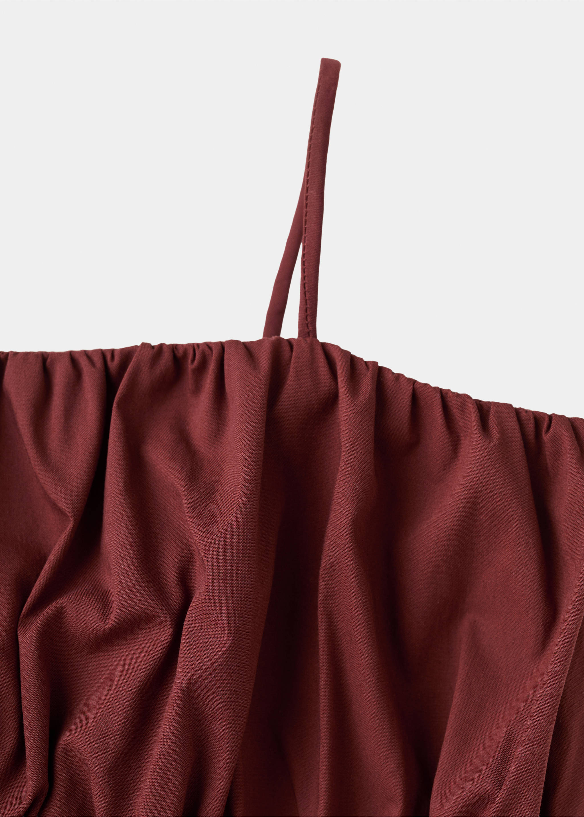 Ruched cotton top - Details of the article 8, Burnt Orange. Ref: 27077148-00.