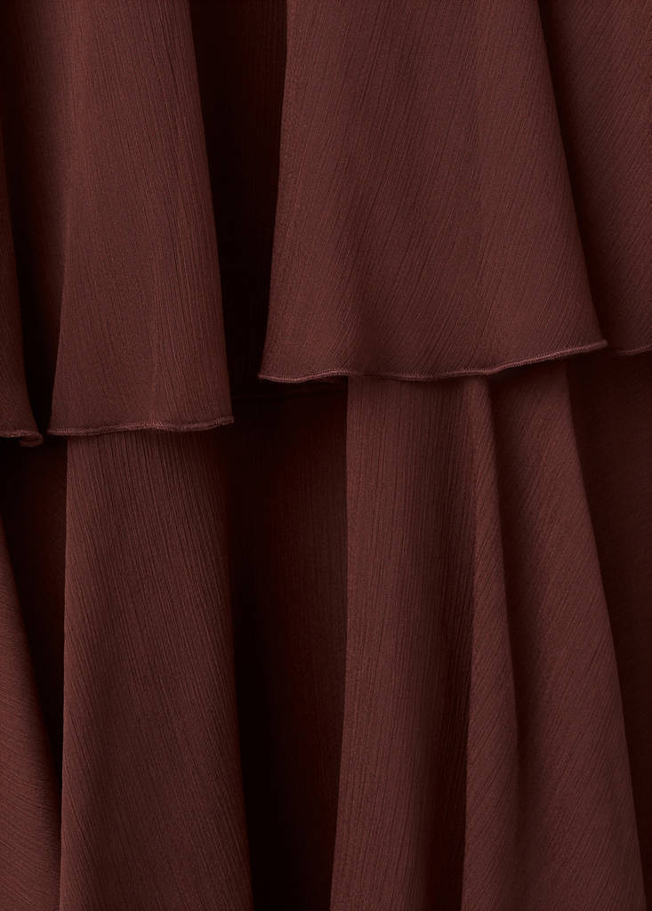 Short ruffled dress — Chocolate