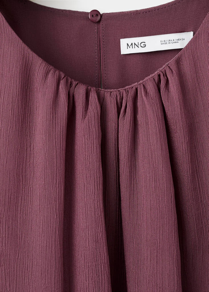 Short ruffled dress — Burgundy