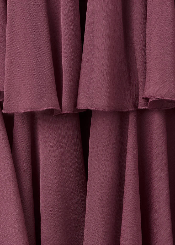 Short ruffled dress — Burgundy