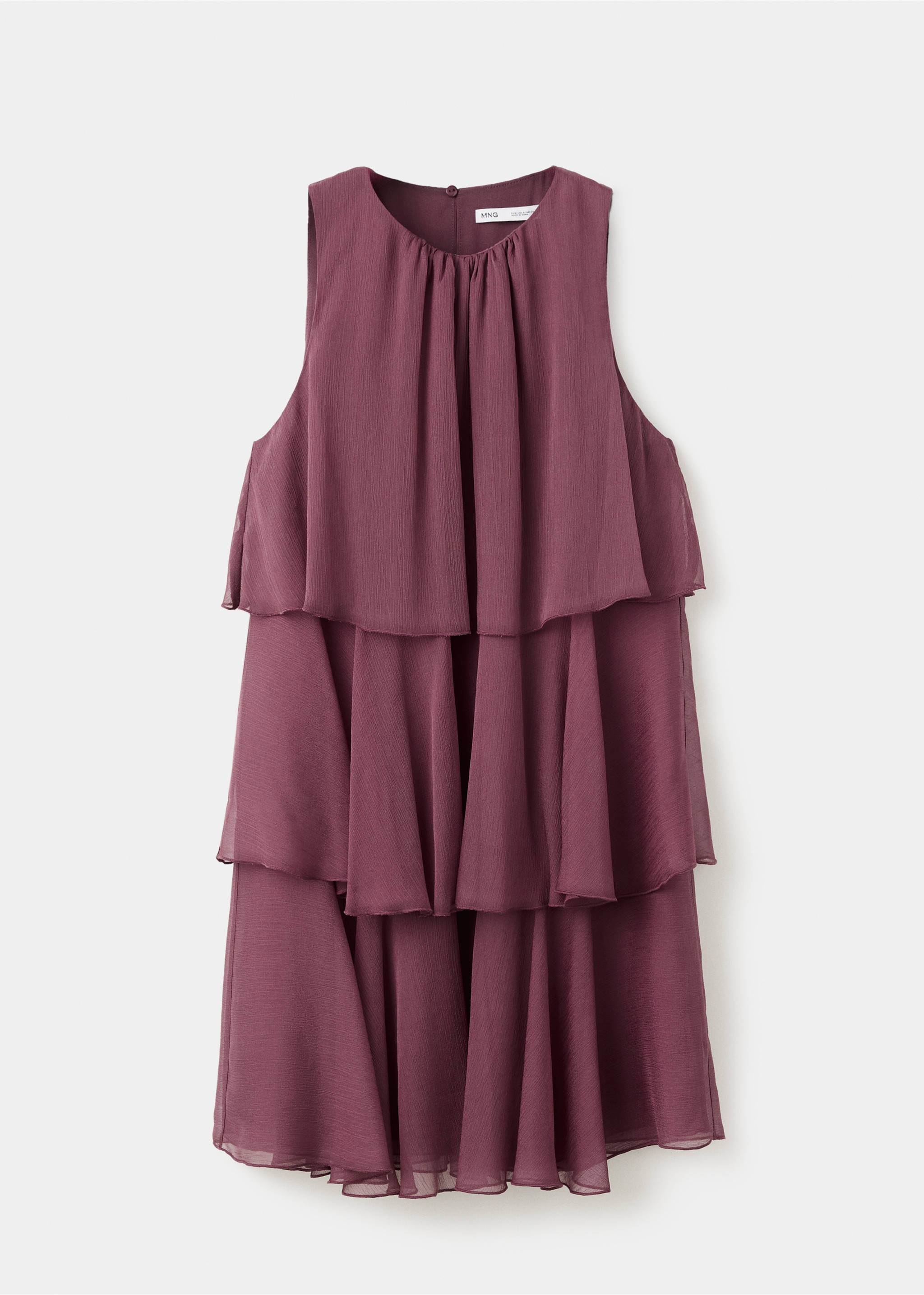 Short ruffled dress - Article without model, Burgundy. Ref: 27077149-00.