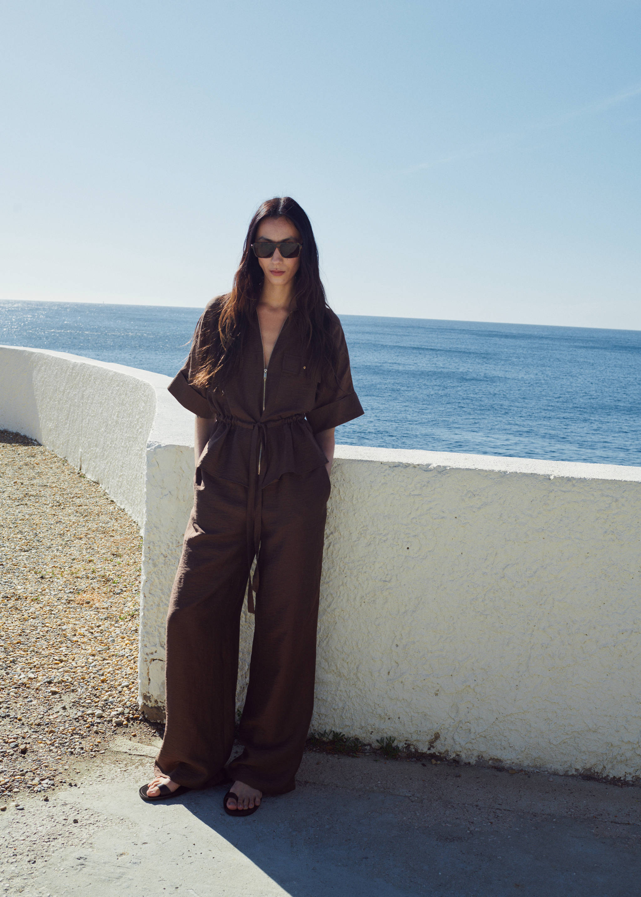 亚麻腰带上衣 - null