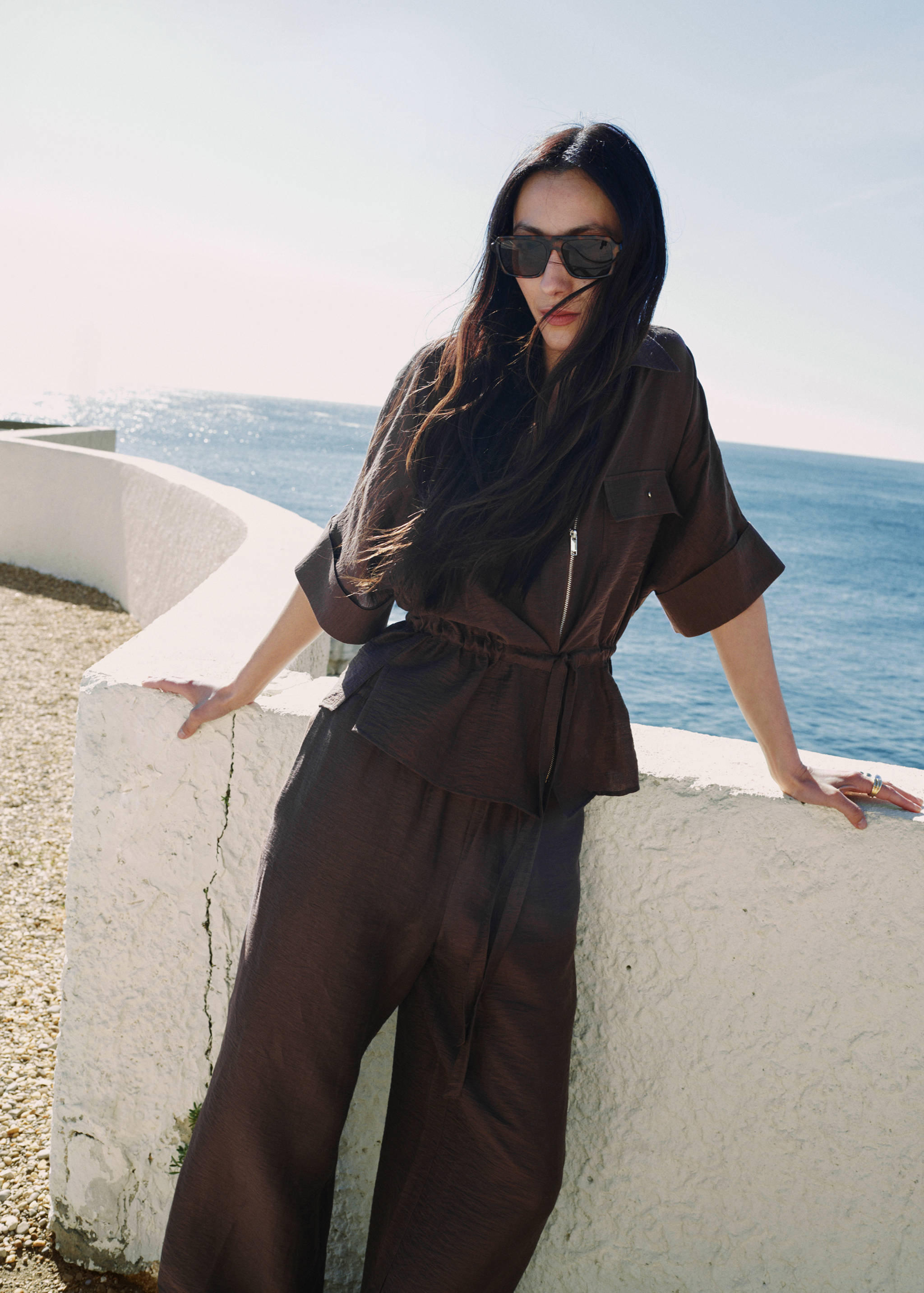 亚麻腰带上衣 - null