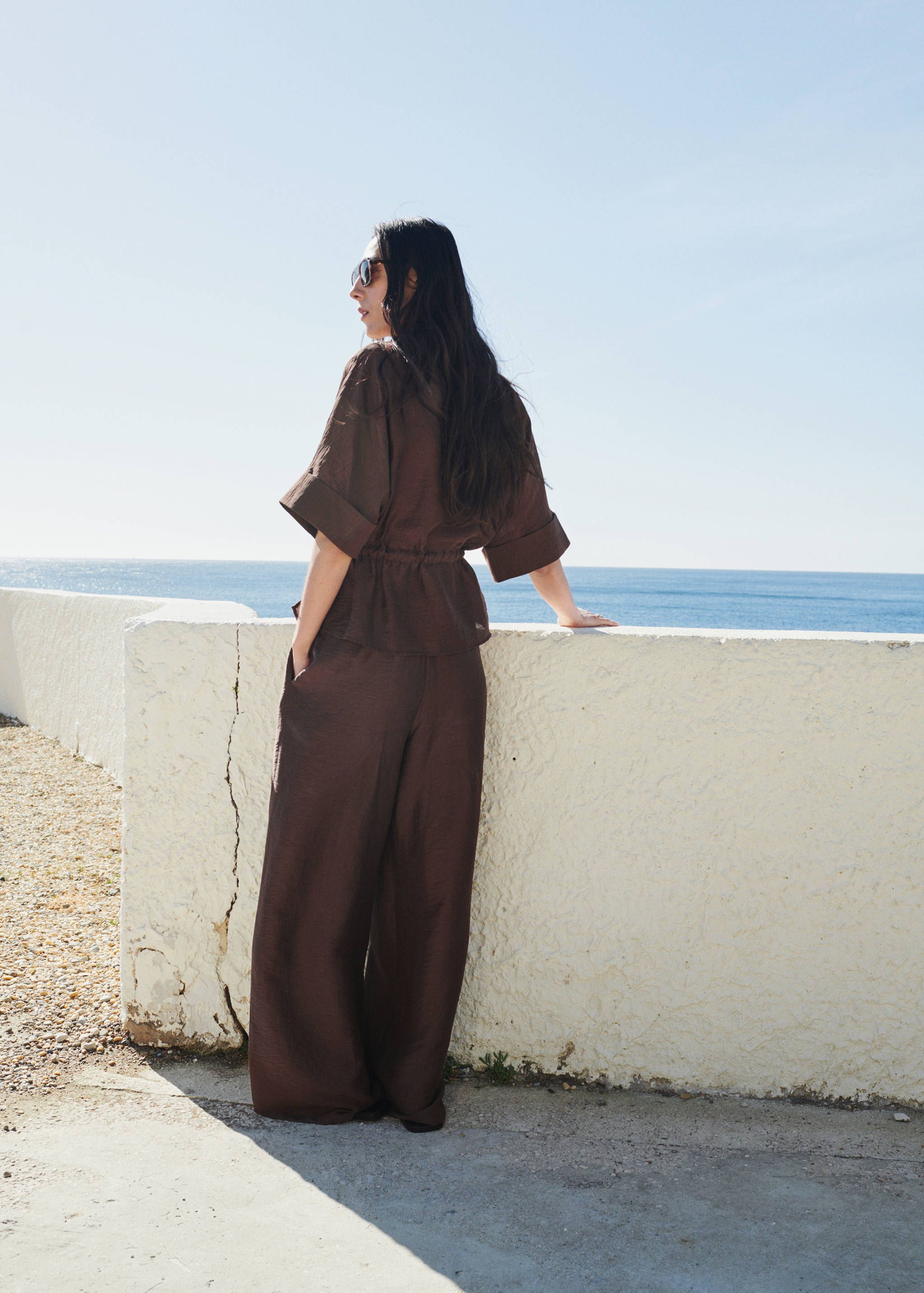 亚麻腰带上衣 - null