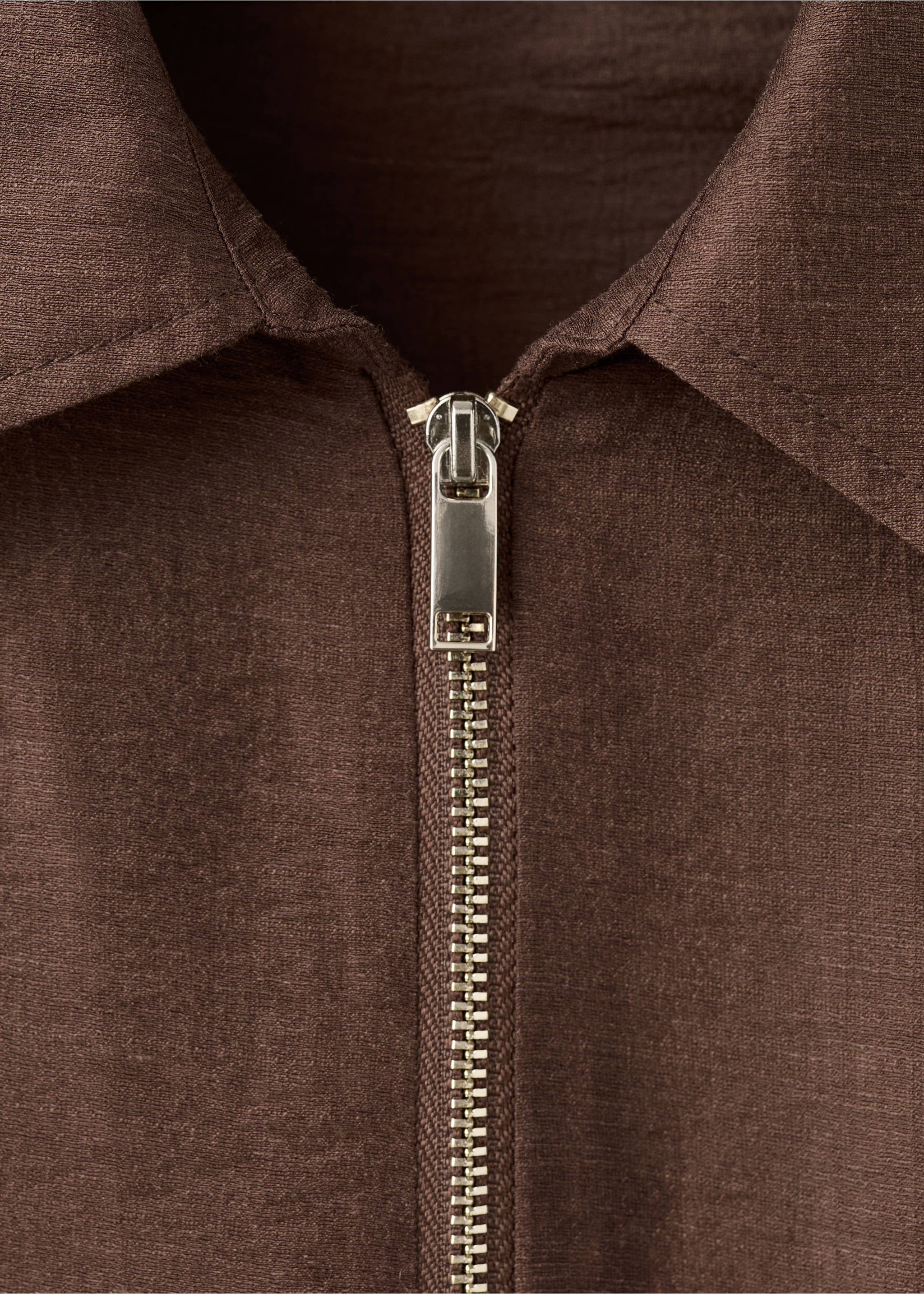 Linen blouse with belt - Details of the article 0, Brown. Ref: 27077150-00.