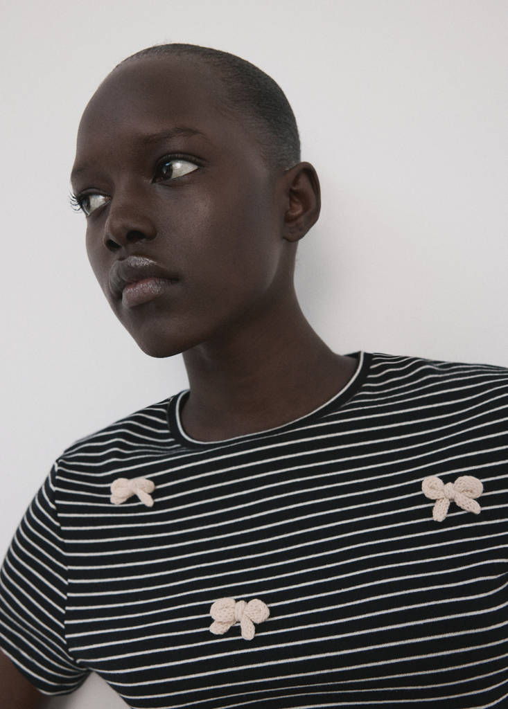Striped T-shirt with ties — Navy