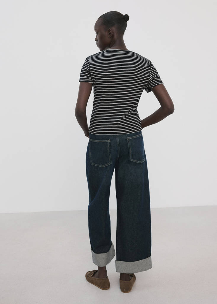 Striped T-shirt with ties — Navy