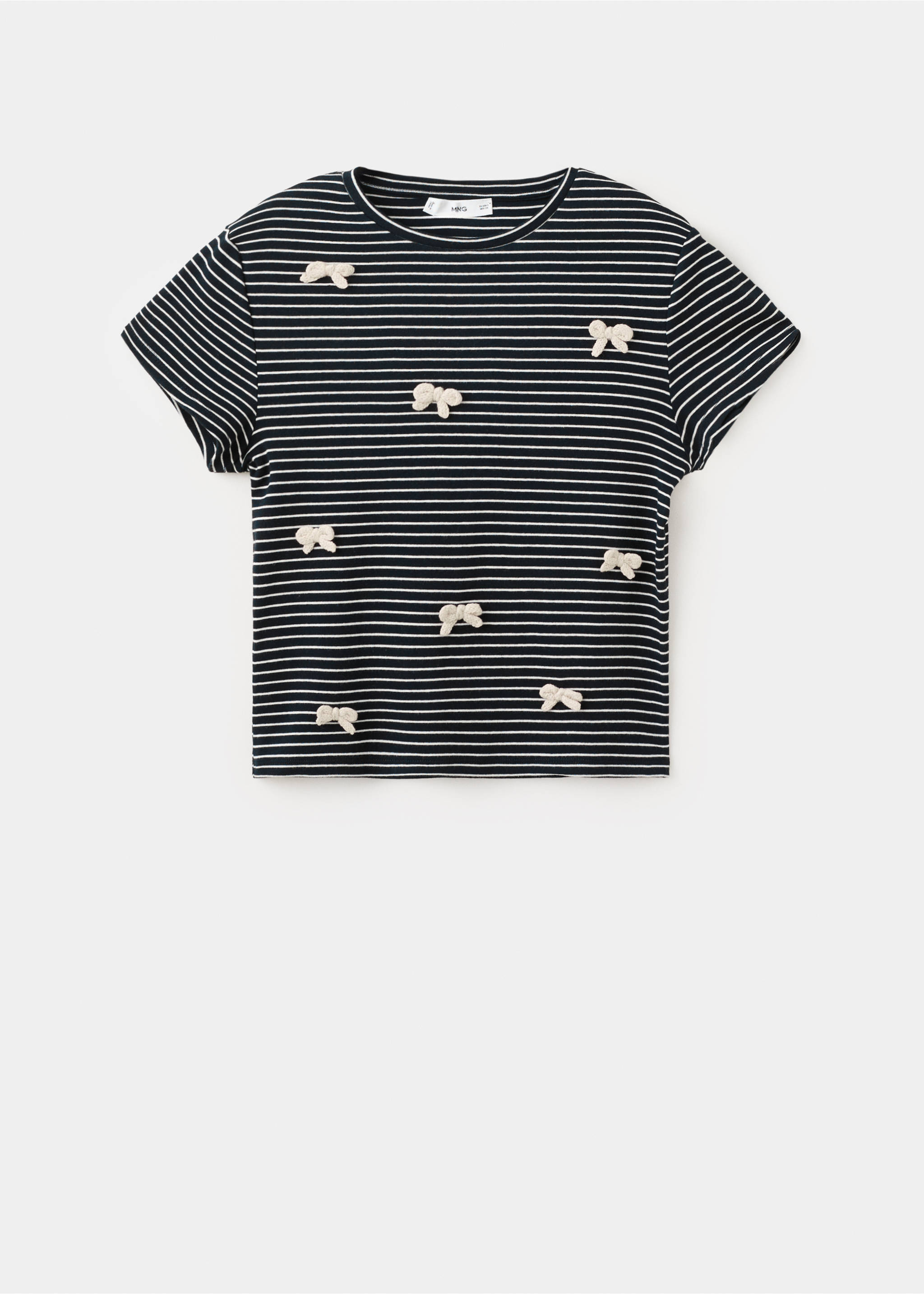 T-shirt rayures nœuds - Article sans modèle, Bleu marine. Ref: 27077151-00.