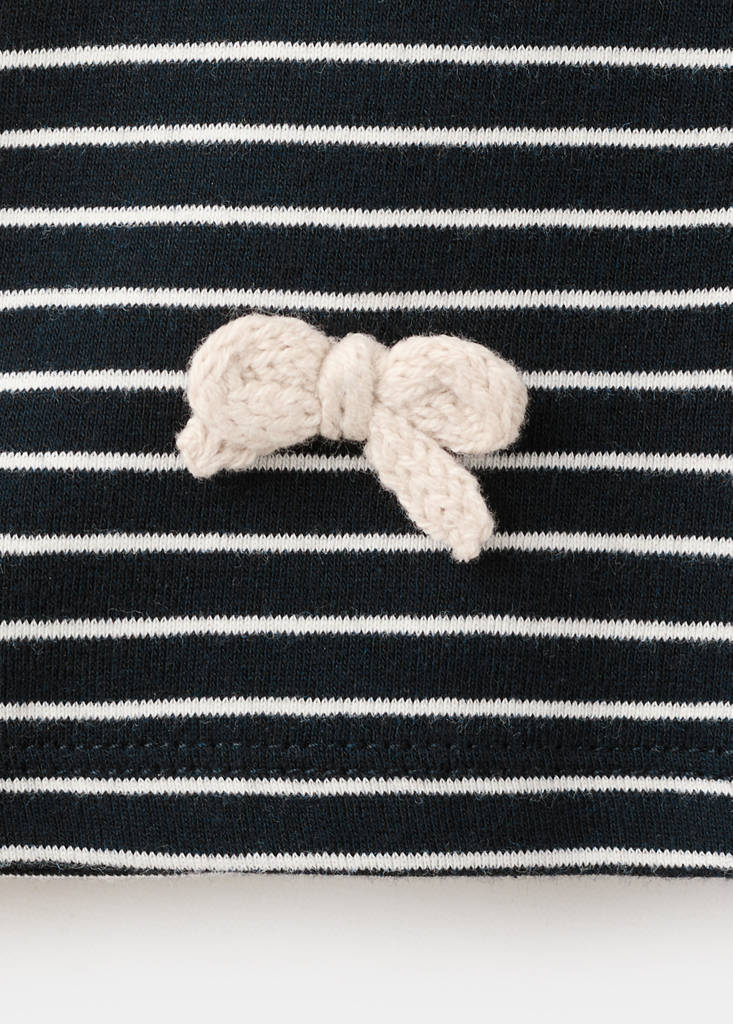 Striped T-shirt with ties — Navy