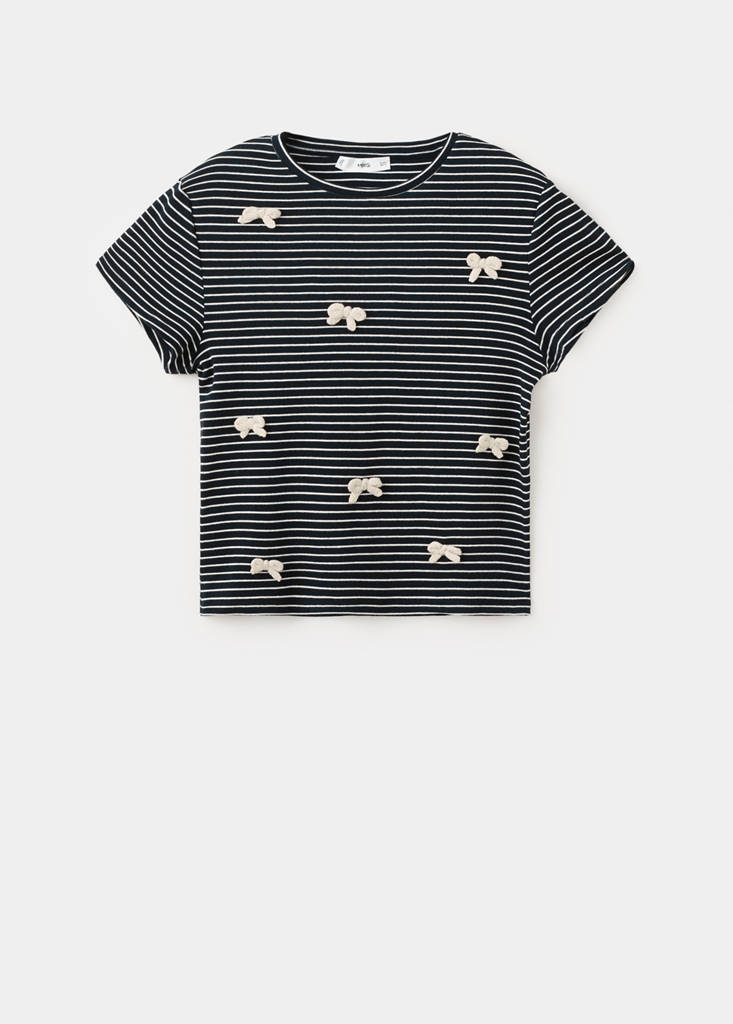 Striped T-shirt with ties — Navy