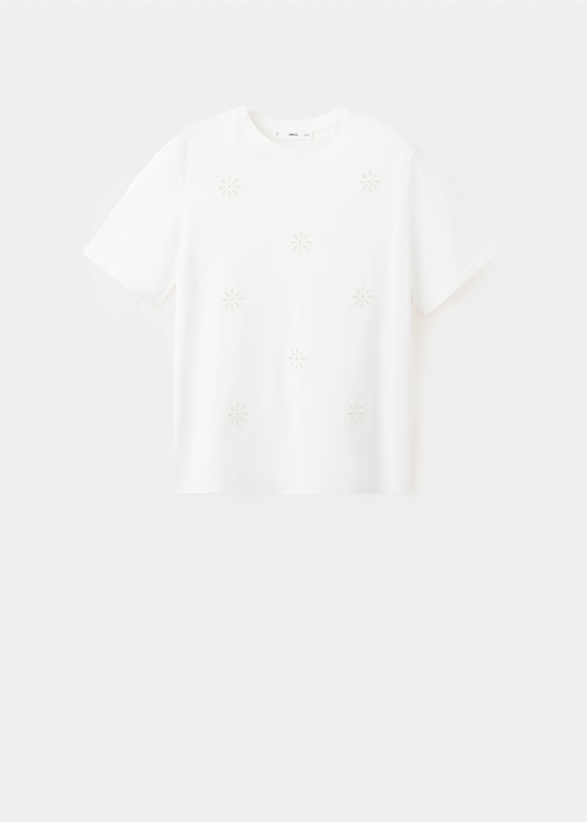 T-shirt coton ajouré détails brodés - Article sans modèle, Blanc. Ref: 27077152-00.