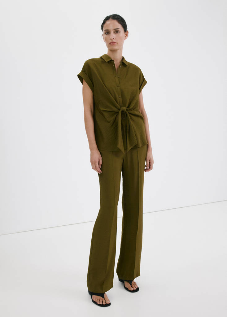 Straight mid-rise trousers — Green