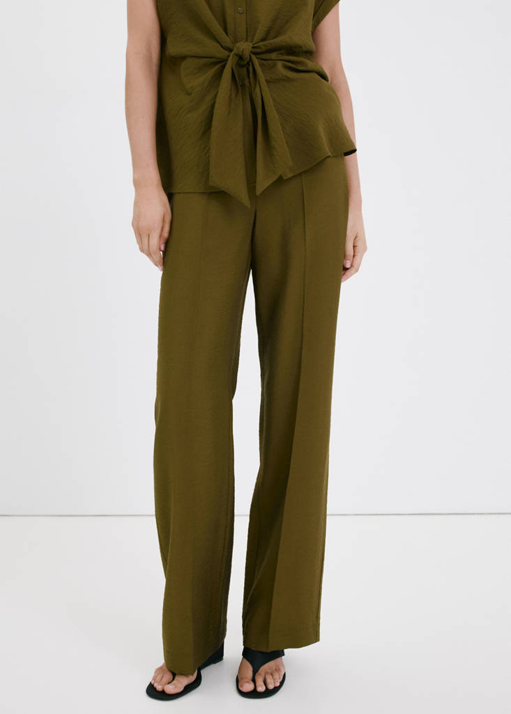 Straight mid-rise trousers — Green