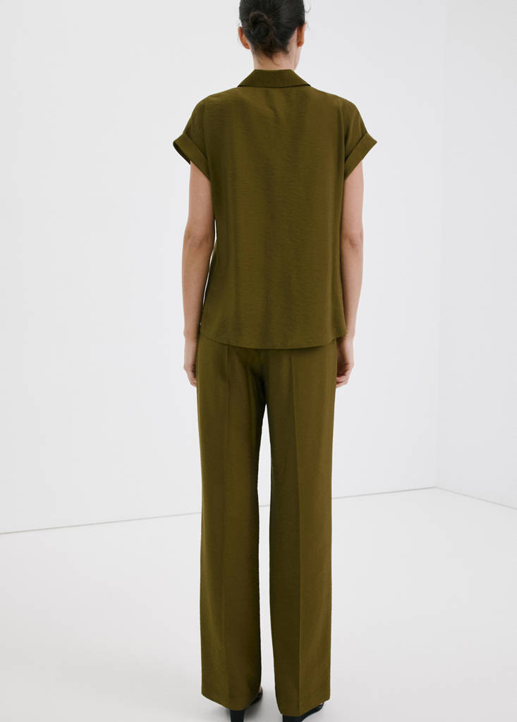 Straight mid-rise trousers — Green