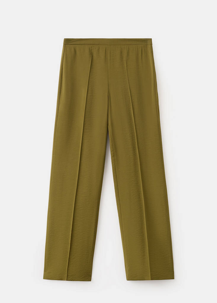 Straight mid-rise trousers — Green