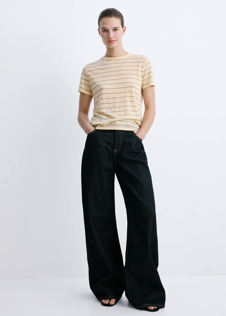 Short-sleeved linen t-shirt — Yellow